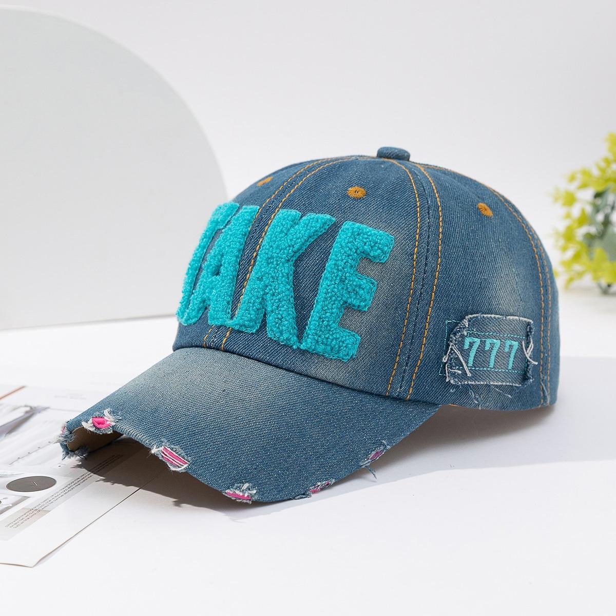 

Spring and Autumn Colored Embroidered Letters Fashion Casual Sunshade Perforated Cowboy Baseball Hat Suitable for Daily Wear One Size