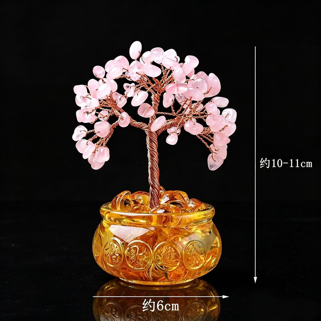 Natural crystal shake money fortune tree fish tank ornament office ornament lucky small ornament creative transshipment gift