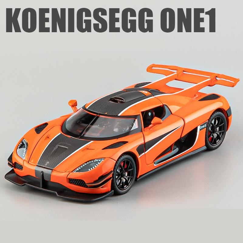 1/24 Koenigsegg ONE 1 Model sportovního auta z hliníkové slitiny Odlévaný kovový model závodního auta Vysoká simulace Zvuk a světlo Dětské hračky Dárek