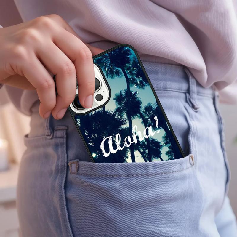 Aloha Hawaii Hawaiian Beach Palms Phone Case For iPhone 17 Air 15 16e 14 13 Pro Max Coque 12 11 Pro Max PLUS Cover