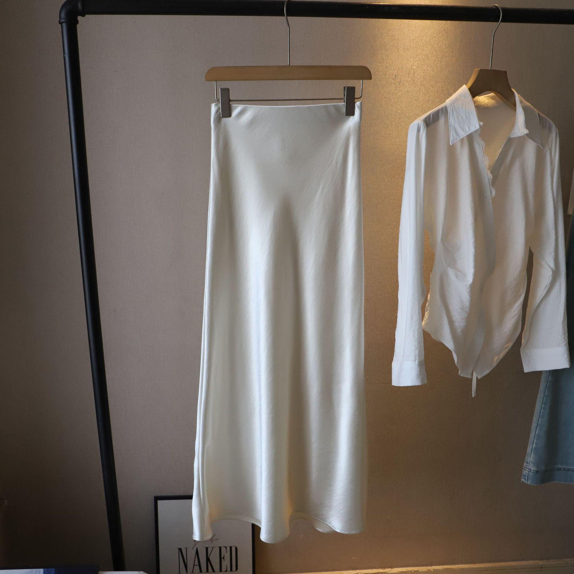 

Простая драпированная юбка миди в корейском стиле, облегающая фигуру, с хвостом русалки - Ранняя весна 2025 XL миндальный