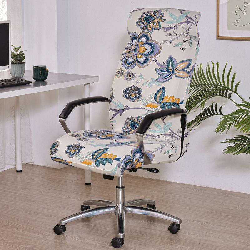 Stretch Computer Office Chair Cover With Durable Zipper Removable Spandex Rotating Boss Chair Slipcovers Anti-Dust M/L Sizes