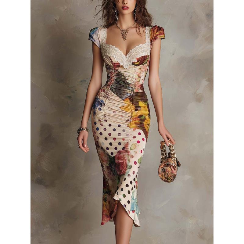 Popular retro oil painting printed satin