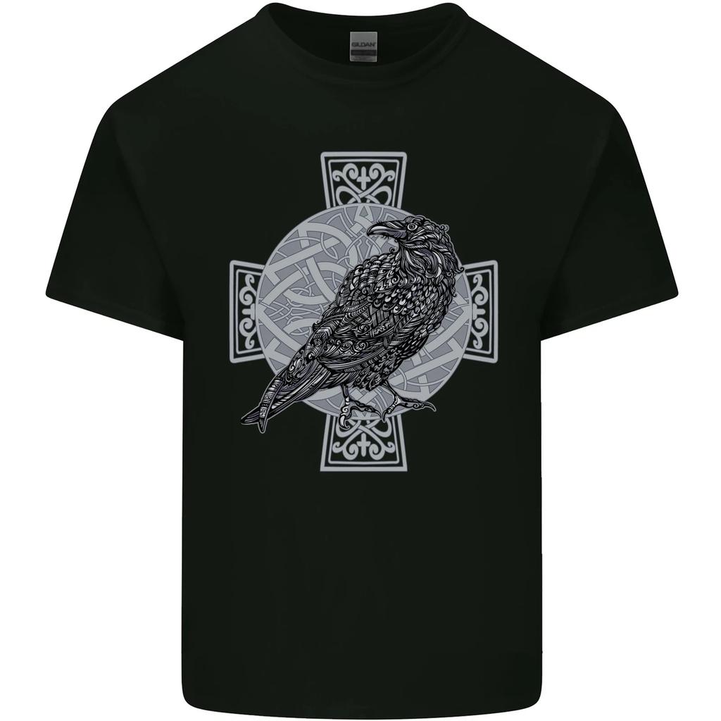 Odin Celtic Raven Viking Tattoo Cross Runic Kids T-Shirt Childrens
