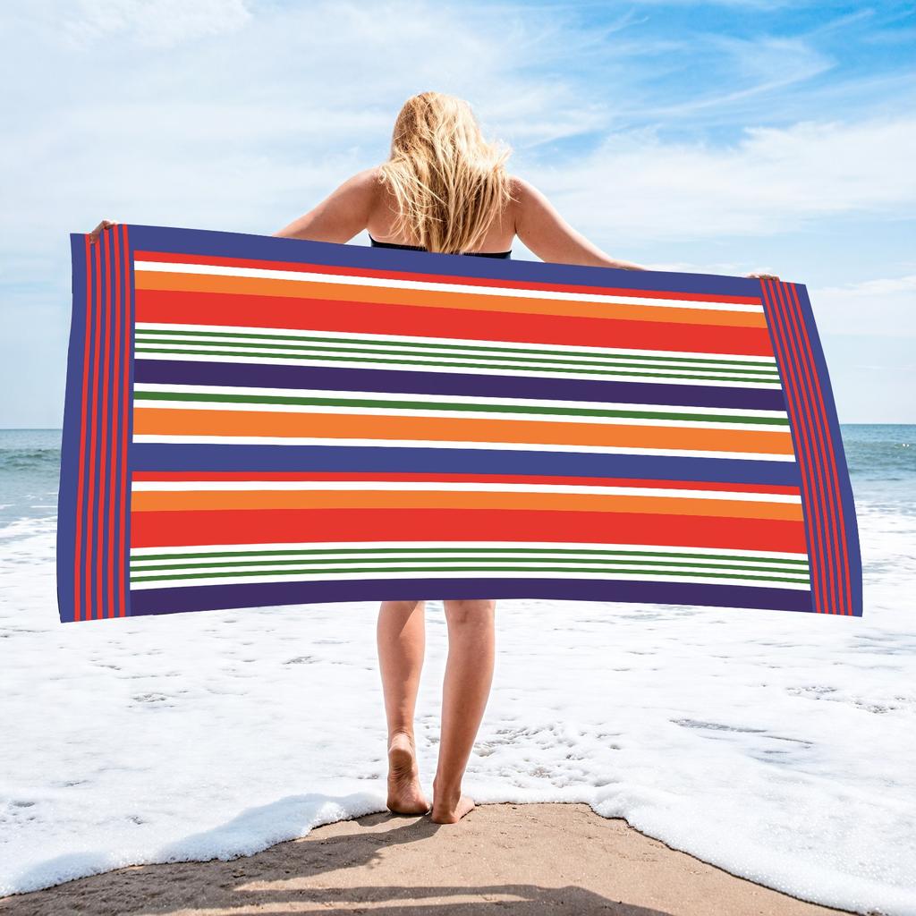 Buntes gestreiftes Strandtuch Polyester Schnelltrocknend Sandfrei Große Badetücher für Sommer Pool Schwimmen Urlaub Reise Decke