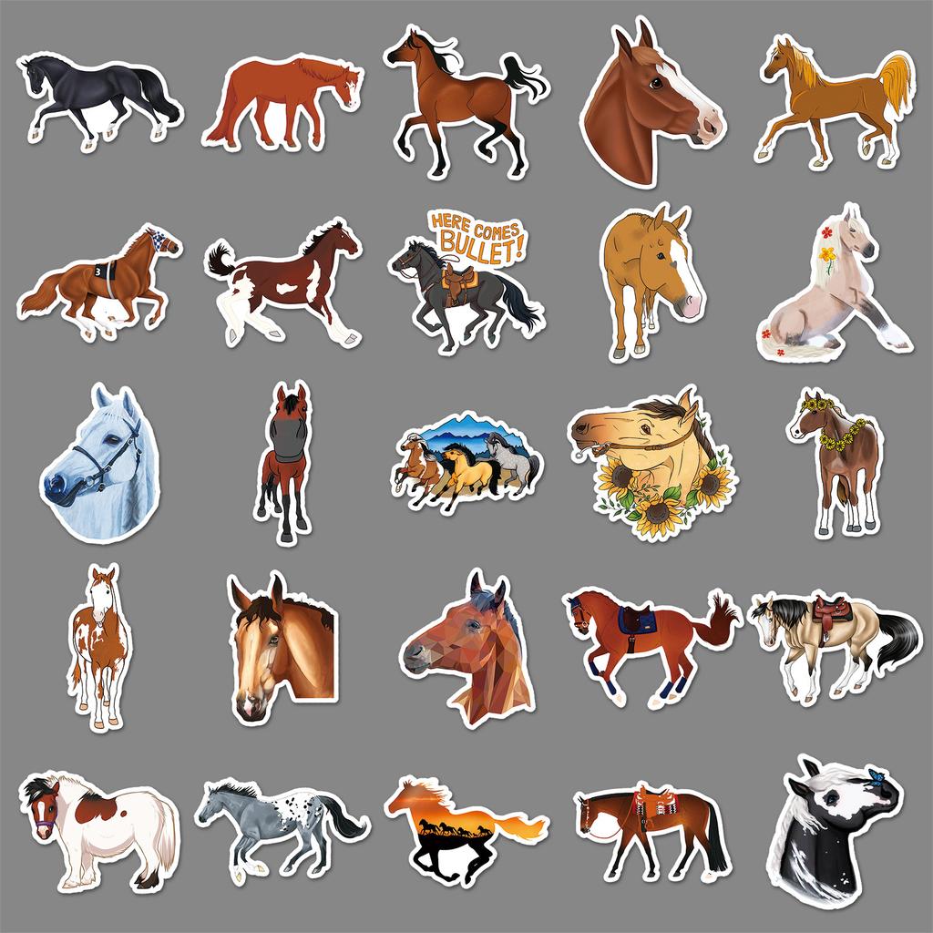100 Horse Graffiti Stickers Personalized Cartoon Animal Creative Decorative Water Cup Mobile Phone Case Notebook Stickers