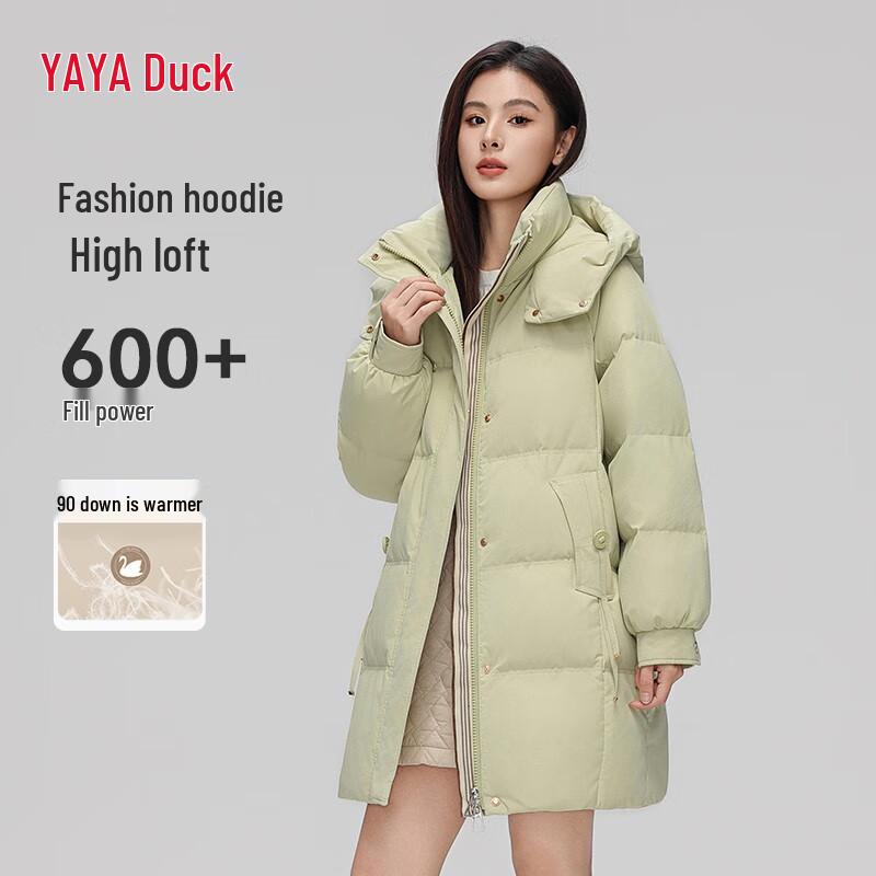 Yaya Damen 2025 Winter Mittellange Kapuzen-Daunenjacke