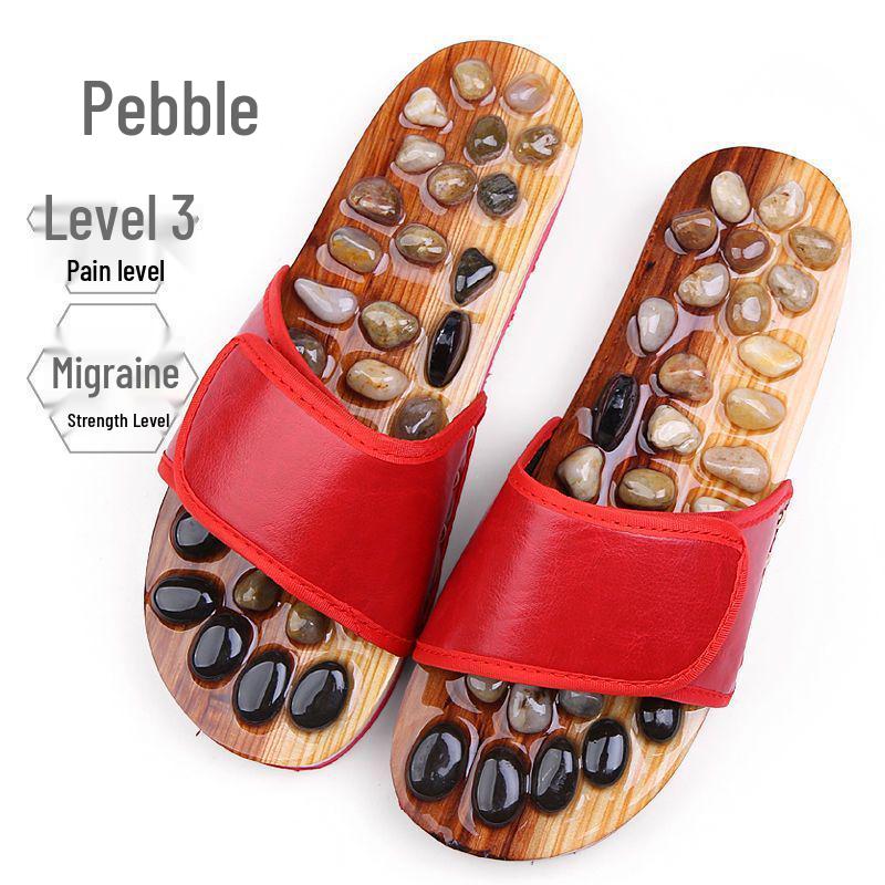 

Home Acupoint Foot Therapy Non-Slip Pebble Massage Slippers for Indoor Summer Use - Unisex Couple Design 39-40
