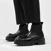 Leder-Ankle Boots für Herren Nashornhorn-Plateau-Stiefel Britische Leder-Chelsea-Boots Designer-Motorradstiefel für Herren Botas Hombre