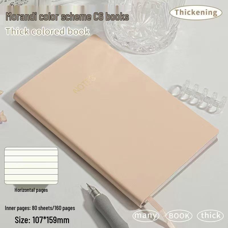 Morandi Color A5 Soft Cover Leather Notebook with Skin-Feel Surface for Students.