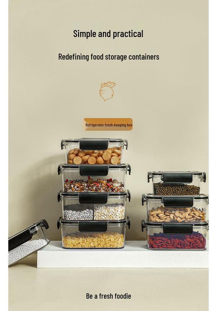 Transparent Food-Grade Refrigerator Storage Box for Fresh Produce and Lunches