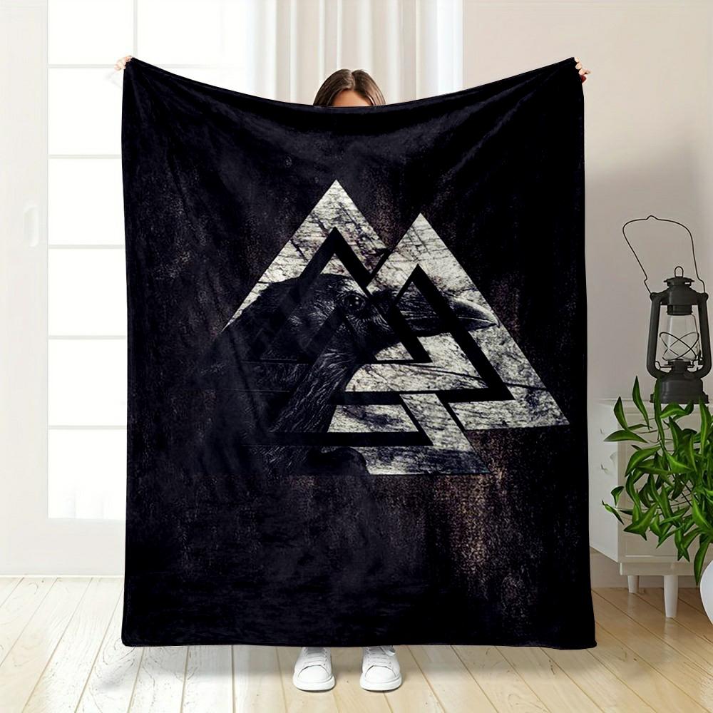 Viking Raven Symbol printed Flannel blanket for bedroom, living room, sofa, and nap