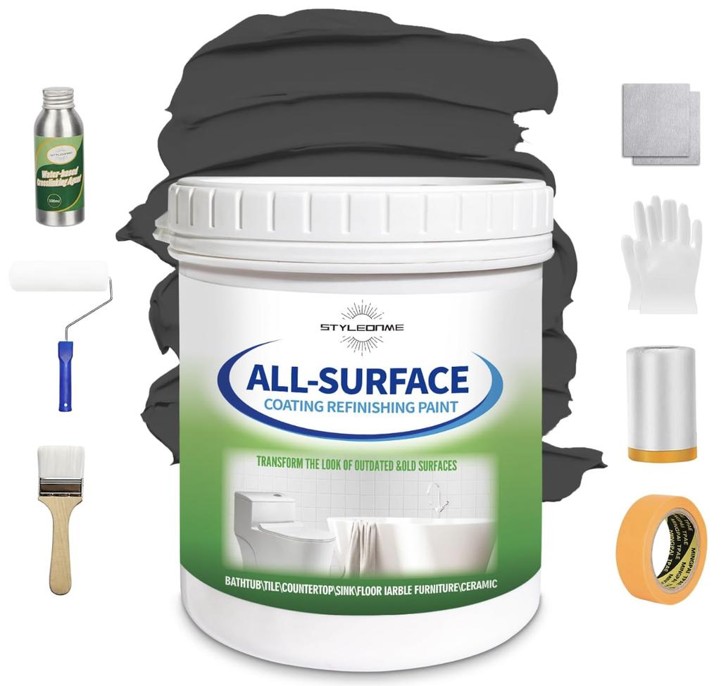 Ceramic Refinishing Paint Kit for Bathtub Sink Toilet Bathtub Wall Coating, Also Works On Glass, Metal & Wood Surfaces.