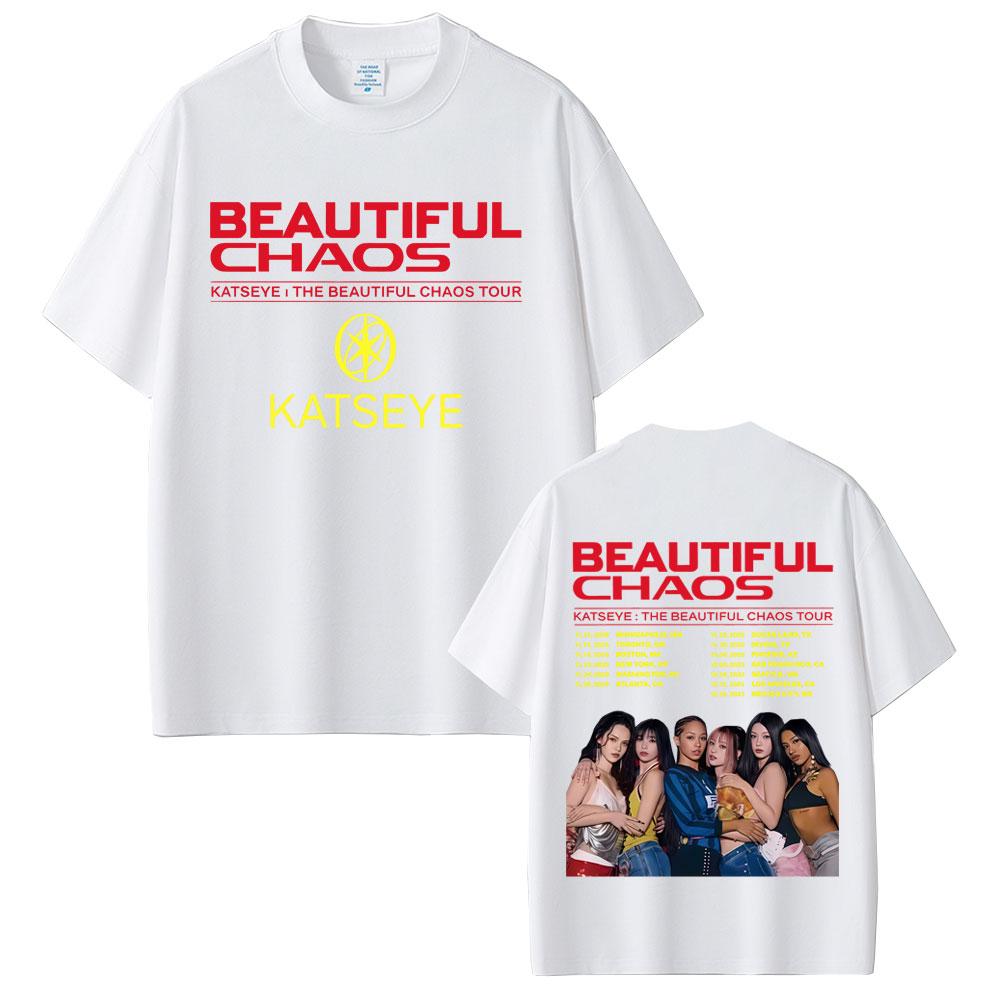 Sommer Neu Kpop Katseye Schönes Chaos Tour Männer Frauen Hip Hop Mode T-Shirts Unisex 100% Reine Baumwolle Bedrucktes T-Shirt