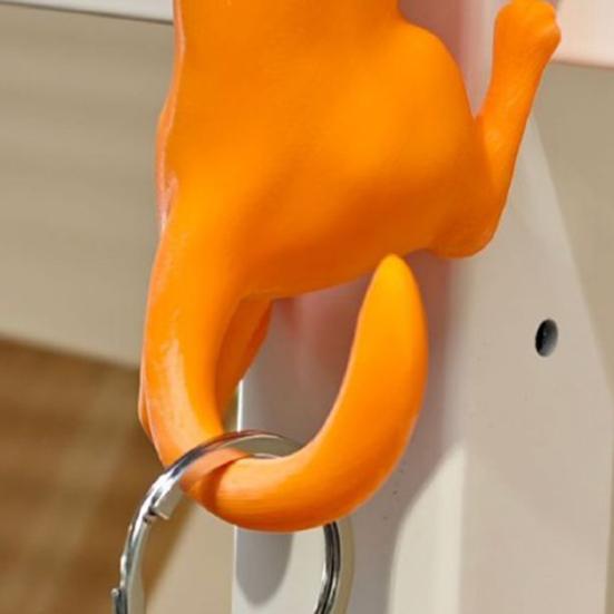 Long-Armed Cat Hook 3D Printed Climbing Cat Keys Headset Trinkets Hanger Home Office Simulation Animal Hanging Decoration