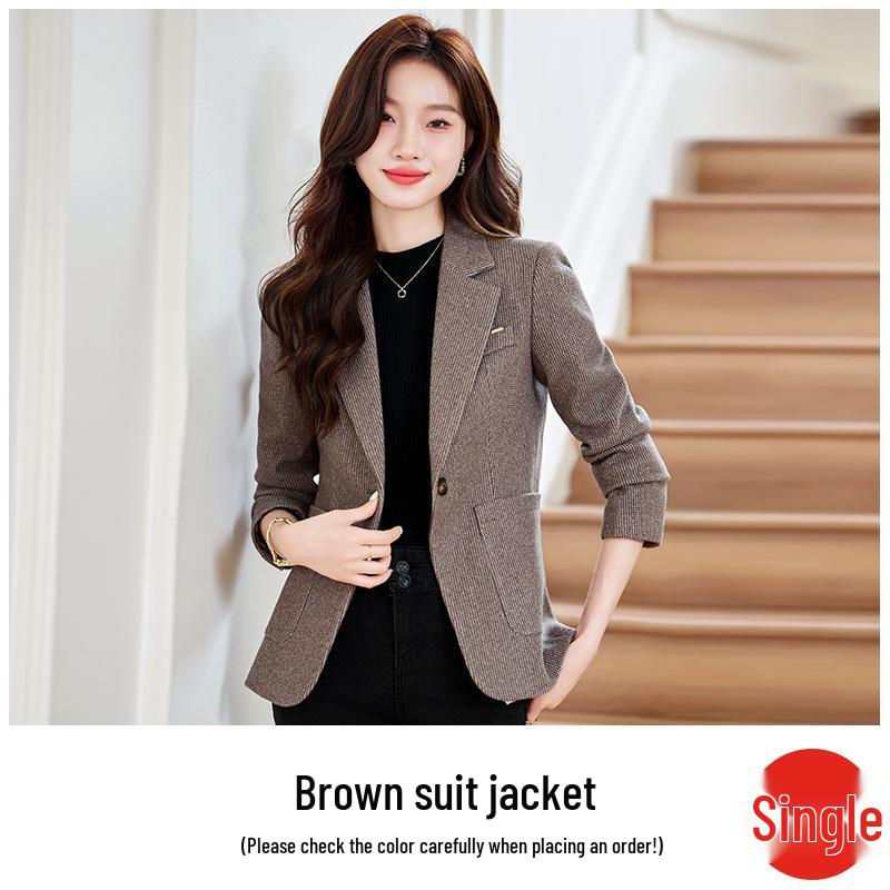 Autumn/Winter Houndstooth Blazer: Slimming, Versatile, High-End Casual Suit Top