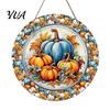 Wooden Pumpkin Door Hanger Harvest Festival Welcome Sign for Front Door, Rustic Hanging Art Entryway with Hemp Rope, Autumn Plaque Fall Porch