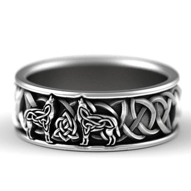 Huitan Viking Nordisk Mytologi Jättevarg Män Ring Försvar Totem Varg Mode Hip Hop Rock Unisex fingerring Punk Present