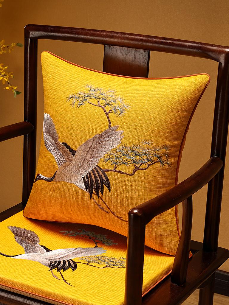 Veemi Home Leinen Kissenbezug Frühling Vögel Stickerei Orientalischer Luxus Hochwertiger Kissenbezug für Couch Sofa Bett 18x18 Zoll