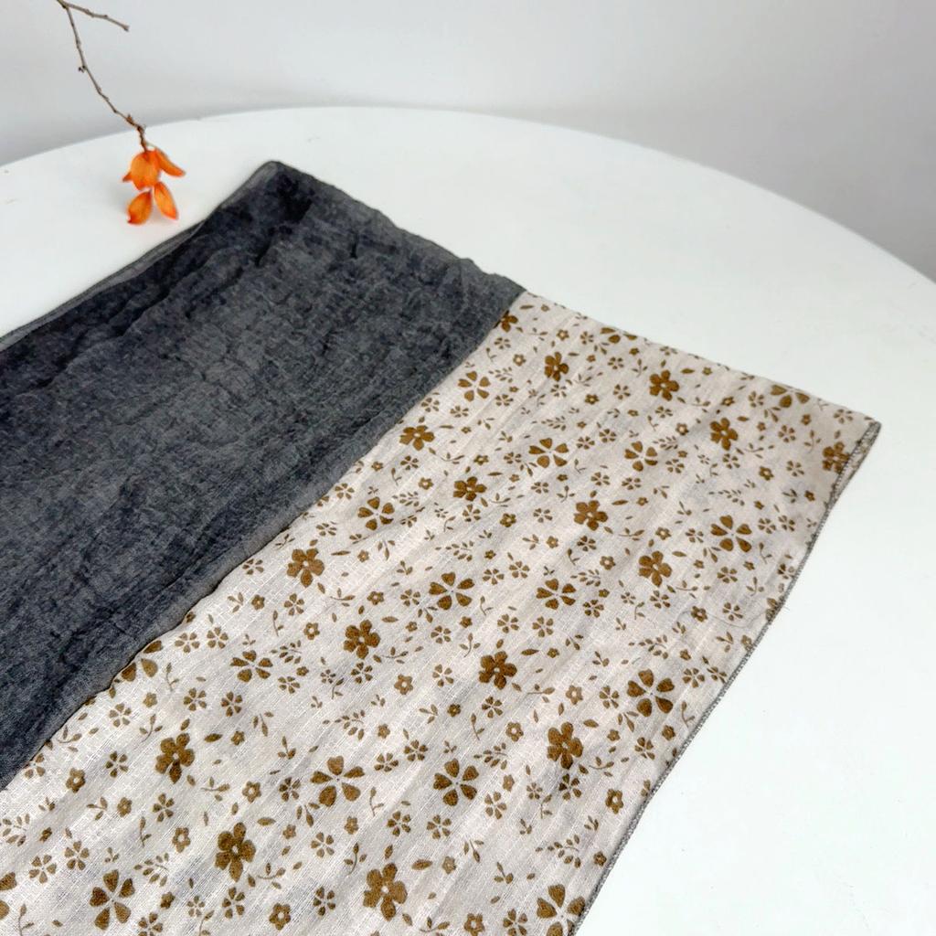 Retro Floral Long Cotton Scarf Soft Neck Protection Warm Shawl Head Wrap Multi-Functional Flower Printed Scarves For Women