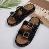 New Double Buckle Shoes Women's Casual Outer Wear Home Summer Cool Slippers European and American Large Size Rhinestone Platform Slippers