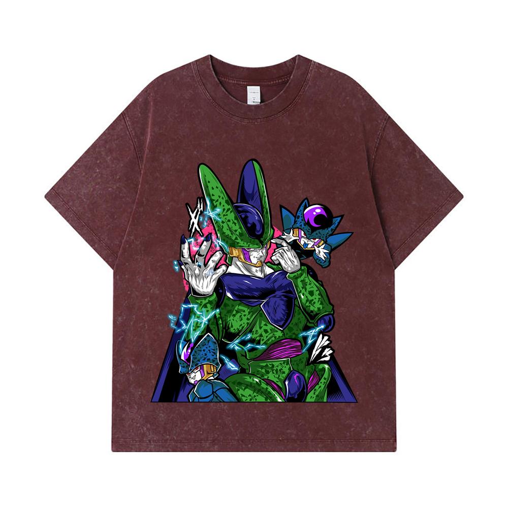 275 GSM Washed T-shirts 100% Cotton Dragon Ball V29 Cell Print Unisex Heavy Cotton T Shirt