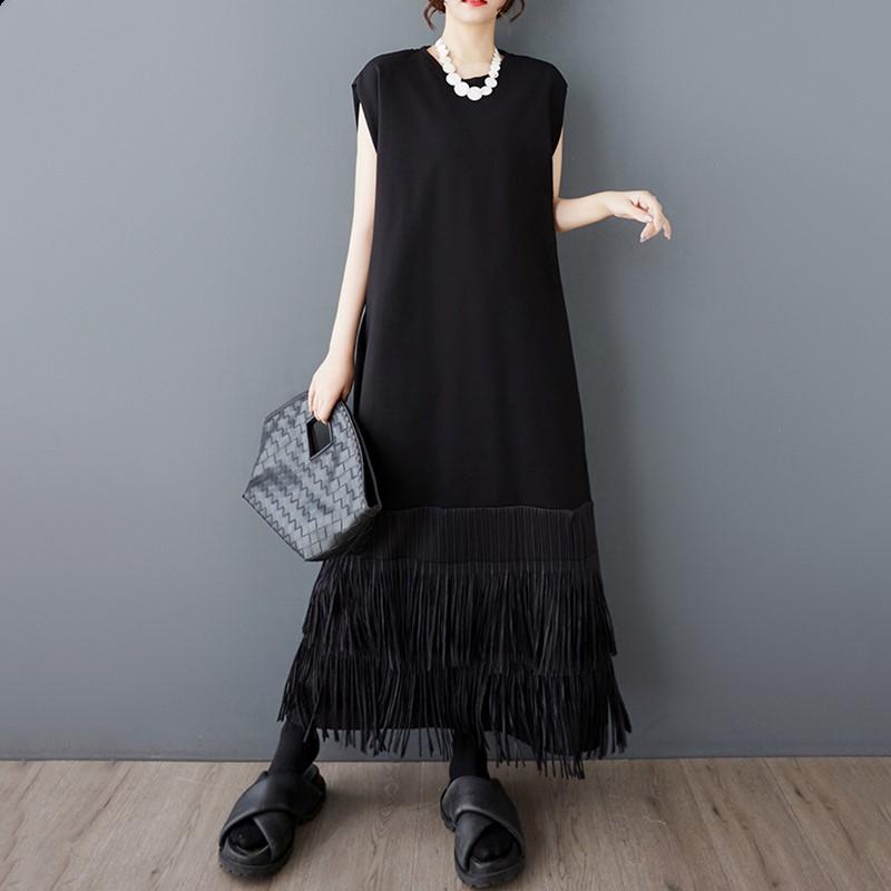 Sleeveless Plus Size Black Vintage New In Dresses for Women Casual Loose Long Summer Dress