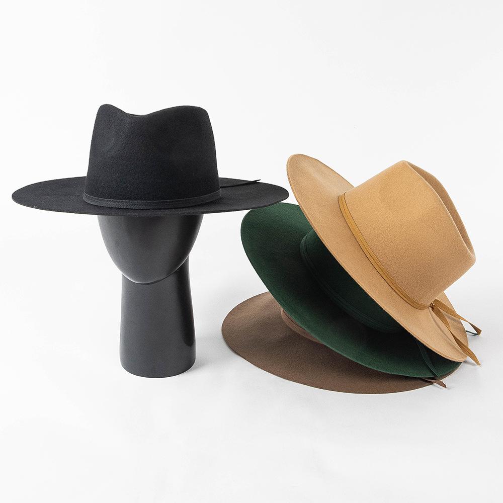 Women Winter Fedora Hat Wide Brim Panama Hats Frim Flat Brim Wool Hat Wedding Party Church Stage Hats Performance Sale
