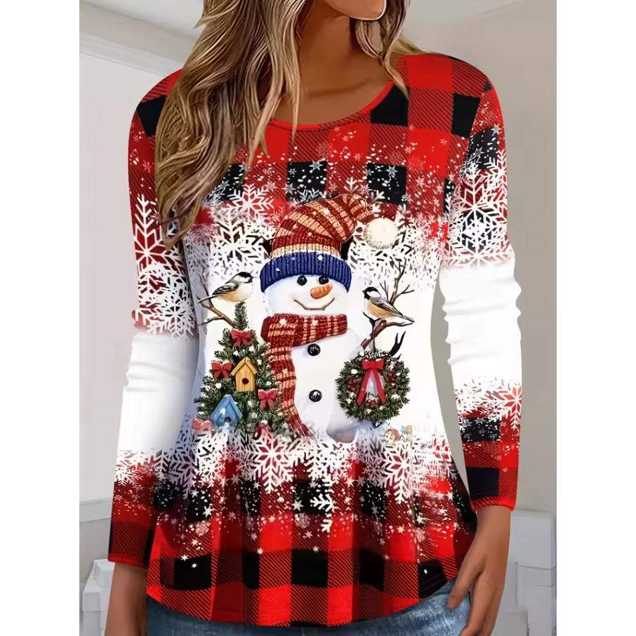 Merry Christmas 3D Print Crew Neck Long Sleeve T-Shirt Fashion Women clothing Casual y2k clothes Harajuku Female clothing