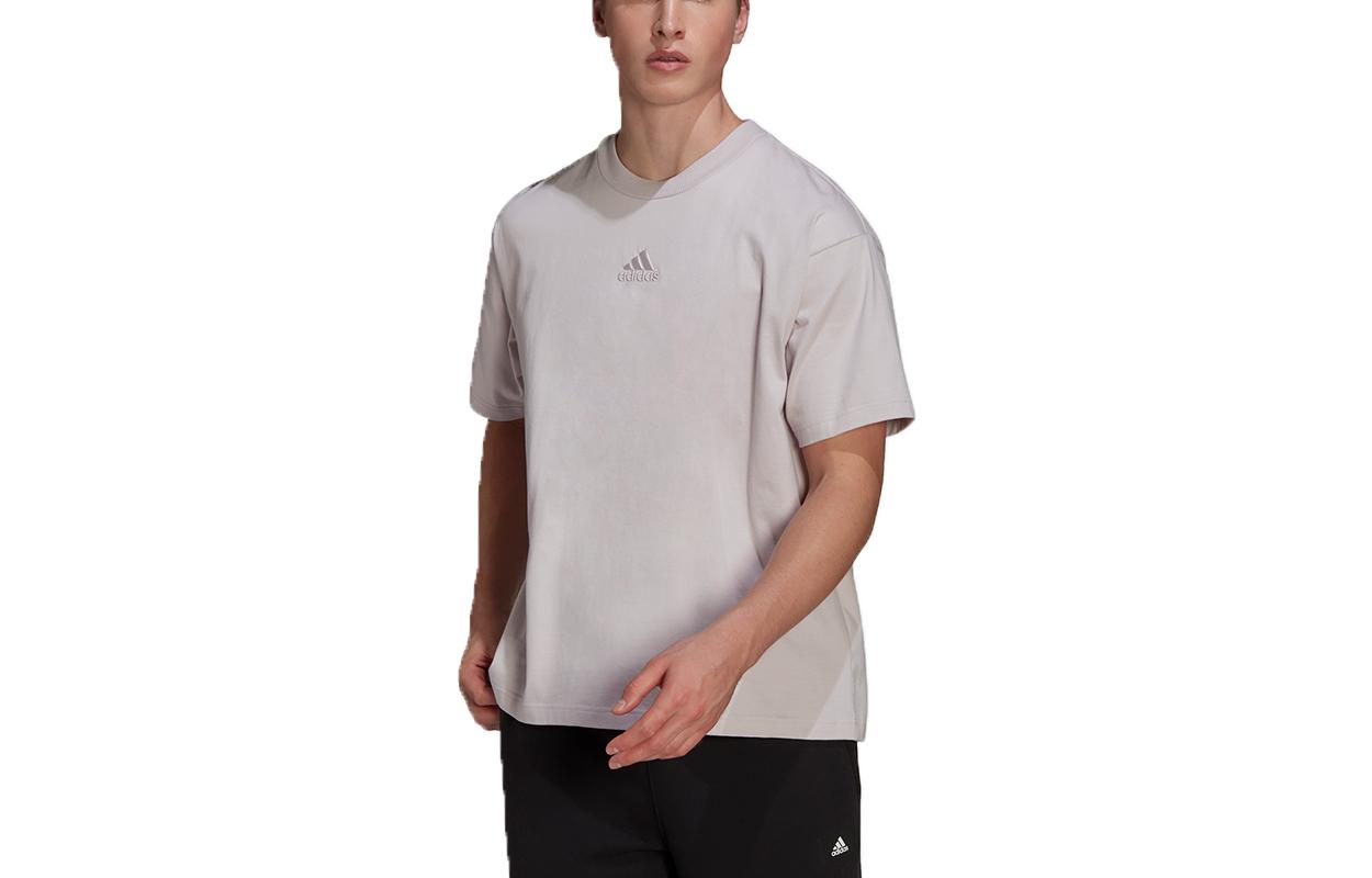 Adidas T Shirts Unisex Gray Pink Crew Neck Moderate Straight Fit HU0123 M