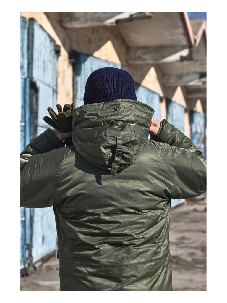 Normanlong Men's N3B Military Style Hooded Cotton Coat – Winter Mid-Length Jacket