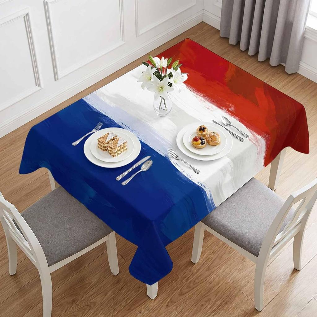 The French Flag Rectangle Tablecloth for Table Decor Waterproof Reusable Kitchen Dining Table Cover for Table Holiday Party
