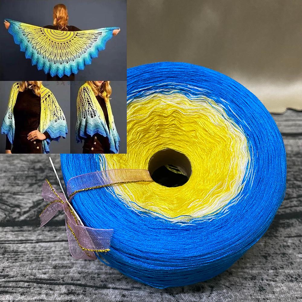 300g Pure Cotton Cake Thread Gradient Long Section Dyed No. 8 Lace Thread for DIY Hand-knitted Shawl Short-sleeved Skirt Blanket