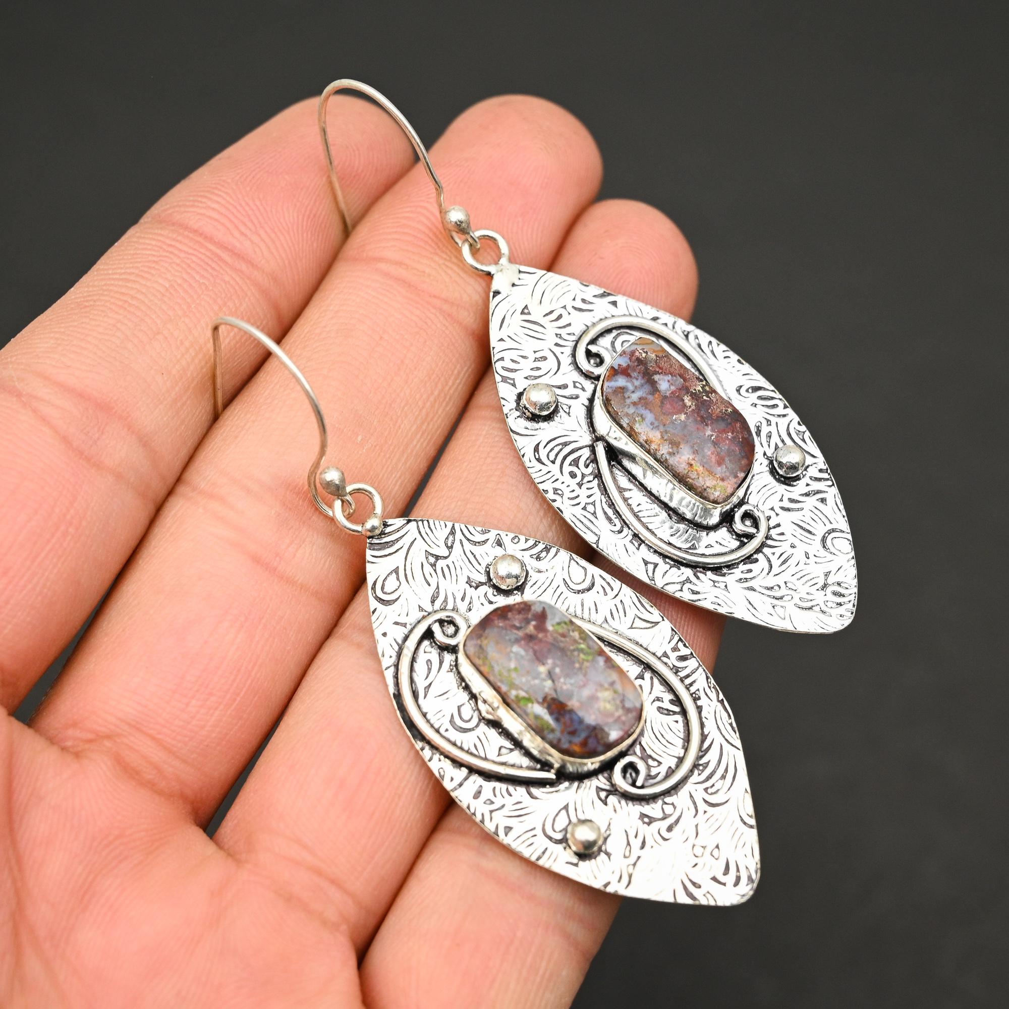 

Ювелирные изделия из стерлингового серебра 925 пробы с агатом CrazyLace, женские подарочные серьги