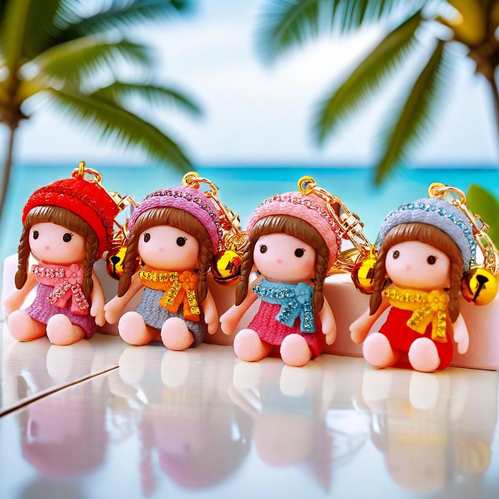 Adorable Resin Keychain For Kids Featuring Sparkling Doll Keyring For Girls Perfect Gift