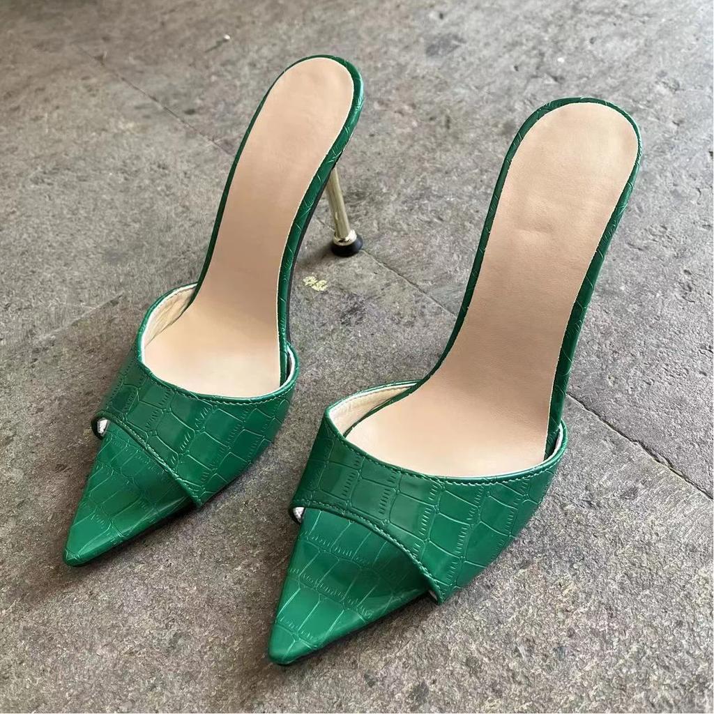 Snake Patterned Open Toed Pointed High-heeled Sandals, Women's Slim Heeled Sandals