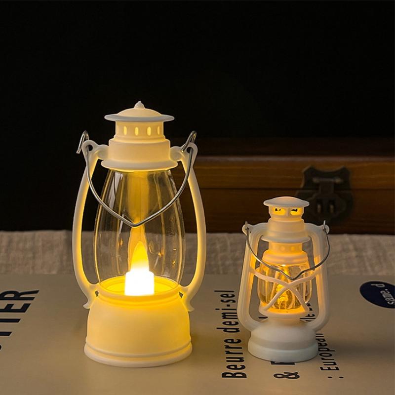 1Pcs Dollhouse Miniature Kerosen Lamp Home Decor Toy Mini Led Retro Glowing Lantern Simulation Cande Light Night Lamp