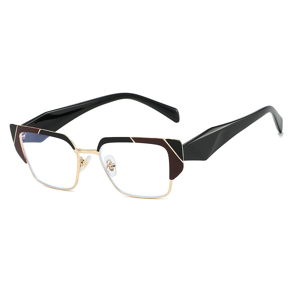 

Blue Blocking Light Leopard Print Cat Eye Women Glasses Irregular Color Matching Frame Design Prevent Radiation Casual Men Glasses as picture