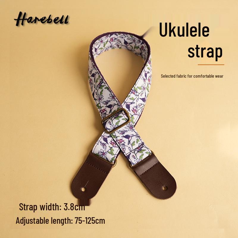 Elektrische Gitarrengurt mit Blumen-Vogel-Muster, Personalisierbares PU-Leder, Verbreiterter Gurt PO-014