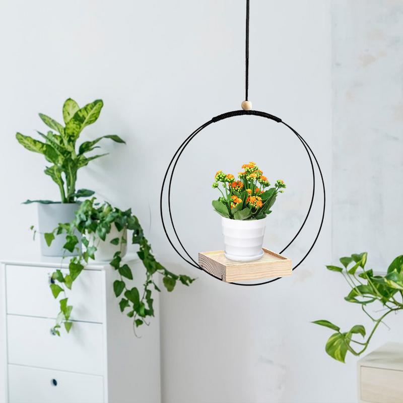 Indoor Plant Hanger Hanging Plant Pot Hanger With Wood Base Boho Macrame Hang Plant Holder For Indoor Plants Planter For Wall