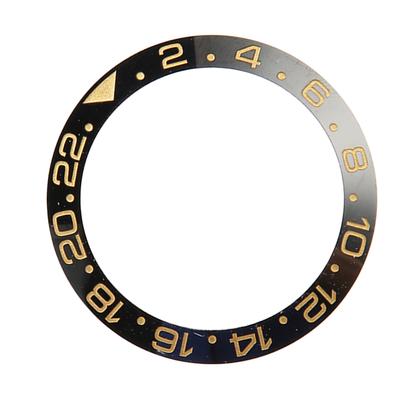 Keramik Uhrenlünette Ring Schwarze Basis Goldene Ziffer Uhrenlünetten-Einlage Ersatzteile Zubehör für
