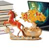 Horse And Wealth Tree Statue New Year Horse And Yuanbao Figurine Decor Feng Shui Desktop Wealth Sculpture Living Room Decor