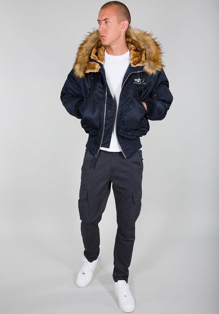 Zimowa kurtka Alpha Industries 45P Hooded Custom Bomber Jacket (113145) Kurtka bomberka Alpha Industries 45P z kapturem Custom niebieska (113145-07)