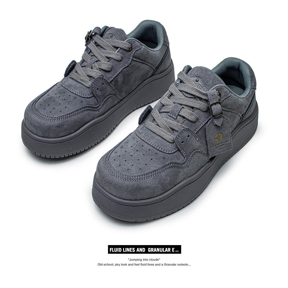 

Нові бордові кеди на платформі на шнурівці в стилі коледжу з круглим носком, чоловічі універсальні туфлі для пари, що збільшують зріст 37 women сірий колір