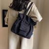 Drawstring Design Solid Color Women's Canvas Shoulder Bags Casual Simple Ladies Handbags Outdoor Sports Female Crossbody Bag