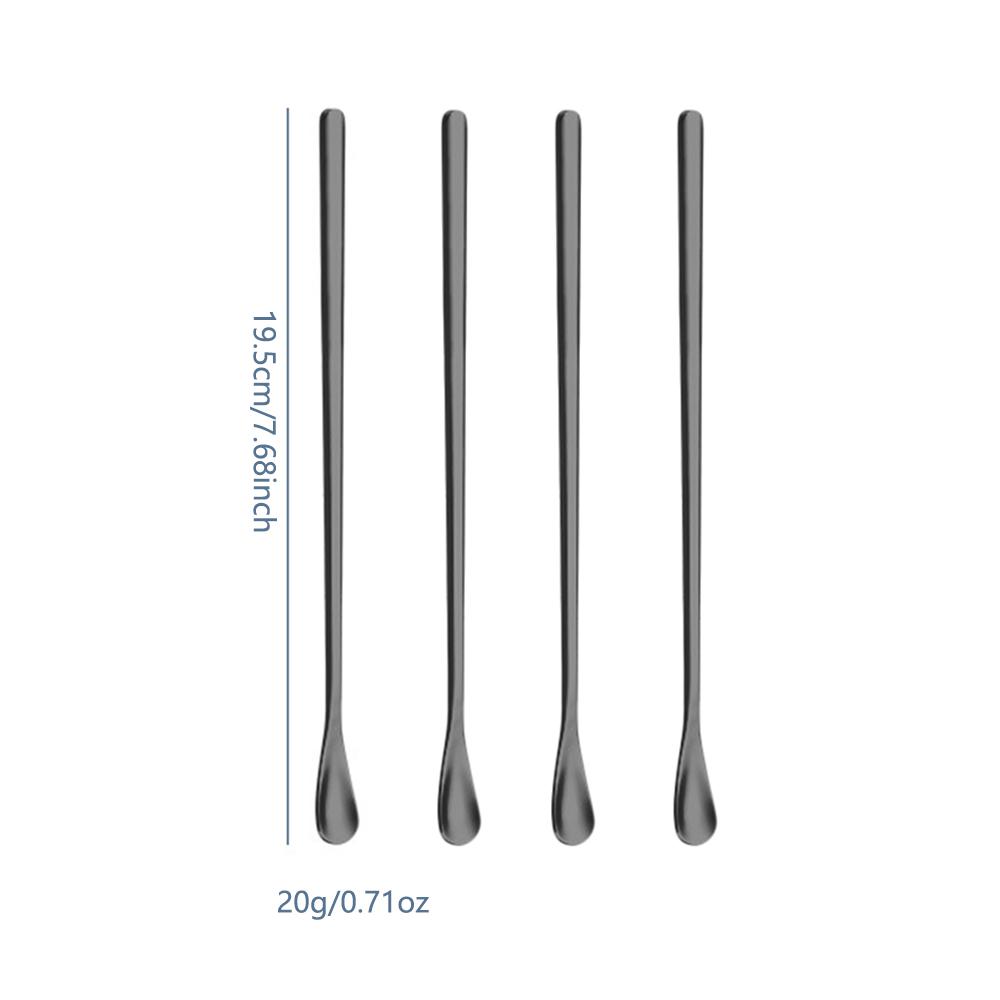 4Pcs 304 Stainless Steel 7.68inch Stirring Spoon Juice Ice Cream Scoop Coffee Tea Spoon Bar Tableware Kitchen Tool Seasoning Mixing Dessert