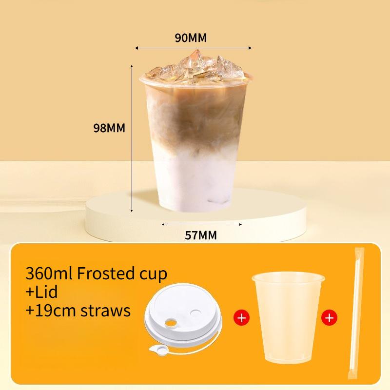 90mm Mouth Commercial PP Injection Cups  Disposable Milk Tea Cups with Lids Thickened High Transparent Plastic Drink CupsLarge Caliber Straws
