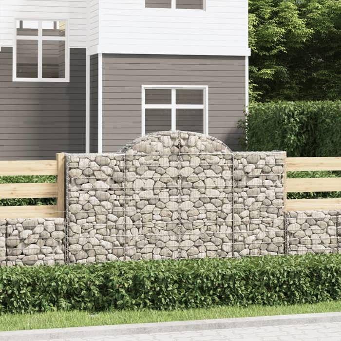 VidaXL Paniers à gabions arqués 8 pcs 200x30x120/140 cm Fer galvanisé, gabion, cage de gabion, panier de mur de gabion, mur 3146137