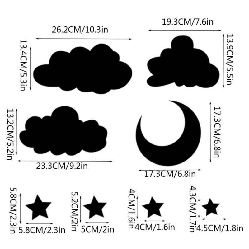 8pcs/setMoon Stars Clouds Mirror Wall Stickers Home Bedroom Living Room Dining Room Acrylic Decorative Wall Stickers