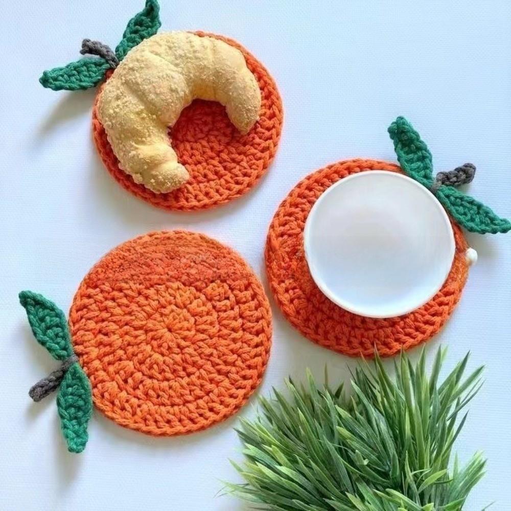 4pcs Pumpkin Shape Handmade Coasters Heat-Resistant Drink Mats New Fall Decor  Farmhouse Decor
